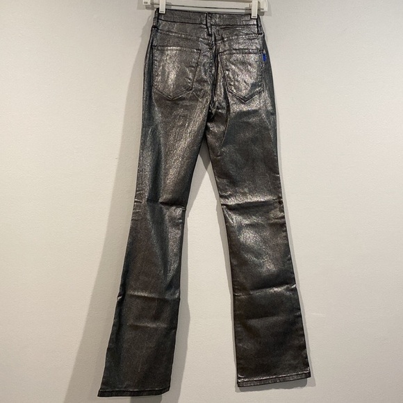 Vibrant Silver Gray Metallic Bootcut Flare Denim Shiny Pants NWT Multiple Sizes - Picture 8 of 16